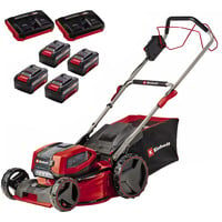 Einhell Akku-Rasenmäher GP-cm 36/47 S Li BL Kit Power X-Change (36 V, 47 cm Schnittbreite, bis 700 m², Brushless, 65 L Fangkorb, Radantrieb, inkl. 4X 4,0 Ah + 2X Twincharger)