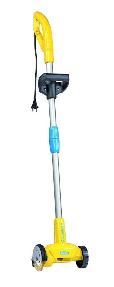 GLORIA WeedBrush 230V | Elektrischer Fugenreiniger mit 3 Stahldrahtbürsten | Unkrautbürste für Pflaster & Gehwege | Fugenbürste gegen Moos & Schmutz | Reinigung ohne Chemie