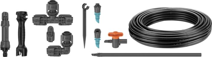 Gardena Micro-Drip-System Tropfbewässerung Set Gemüse-/Blumenbeet (40 m²): Starter-Set sofort einsatzbereit, wassersparendes Bewässerungssystem, einfache & flexible Verbindungstechnik (13450-20)