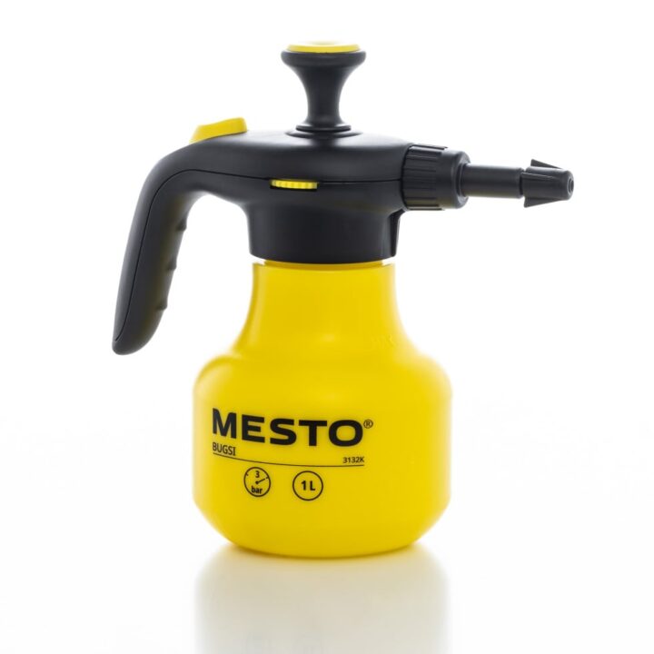 Mesto Drucksprühgerät Typ 3132K (Handsprüher 1 Liter, max. Druck 3 bar, Sprühflasche für Schädlingsbekämpfung, große Einfüllöffnung, Dichtungen NBR), Gelb