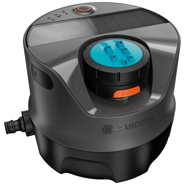 Gardena AquaPrecise Bewässerungssystem für Rasenflächen bis zu 320 m²: solarbetrieben, gleichmäßige Wasserverteilung, für jede Gartenform, Bluetooth, einfache Installation (16000-20)