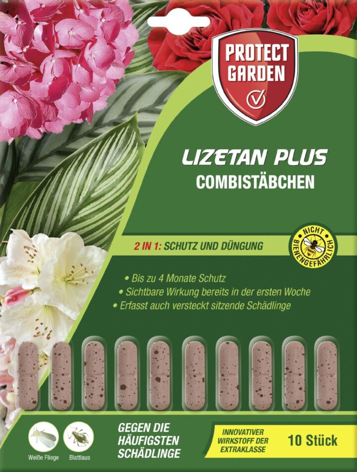PROTECT GARDEN Lizetan Plus Combistäbchen, Langzeit-Schädlingsfrei und Premium-Dünger in Einem, 10 Stück