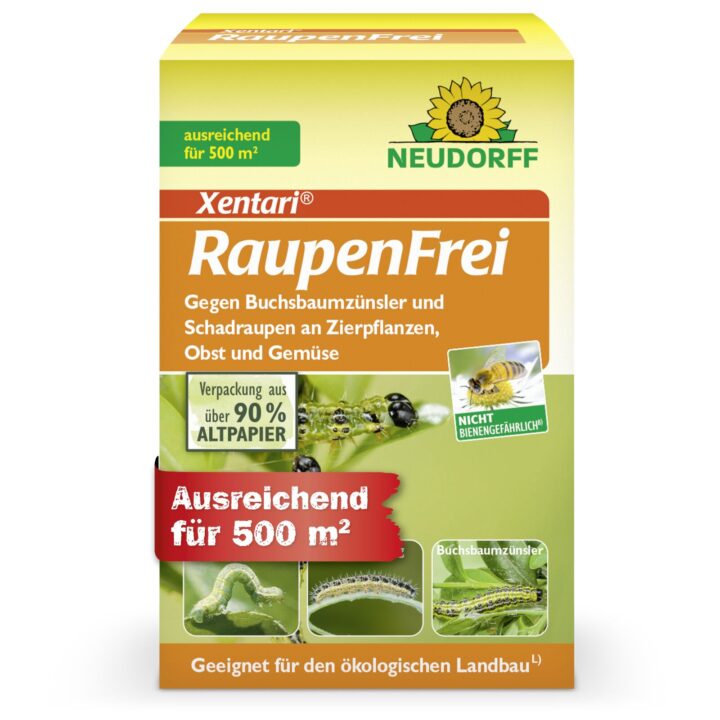 Neudorff Xentari RaupenFrei für 500 m² – Bekämpft Buchsbaumzünsler, Frostspanner, Kohlweißling und andere Raupen an Buchsbaum und Hecke, 25g