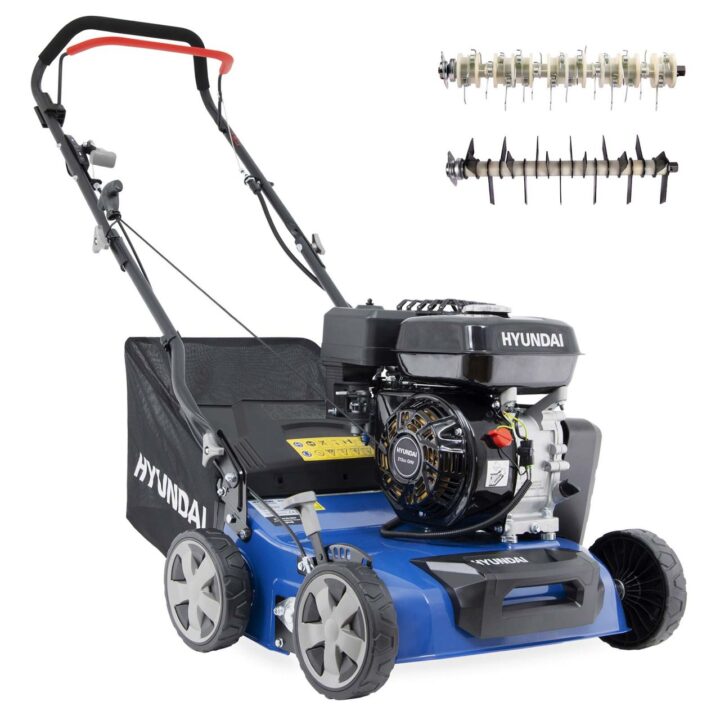 HYUNDAI Benzin Vertikutierer & Rasenlüfter SC4002G – 40 cm, 5.6 PS, 2-in-1 Funktion, 40L Fangkorb, für große Rasenflächen, gegen Moos und Rasenfilz