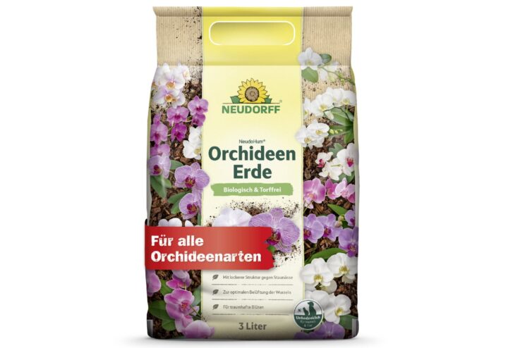 Neudorff NeudoHum OrchideenErde 3 L – Torffreie Bio Erde für alle Orchideenarten – Fördert langanhaltende Blüten und gesunde Wurzeln – Für 4 Wochen vorgedüngt