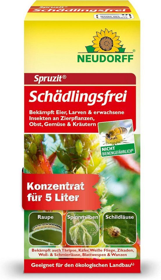 Neudorff Spruzit Schädlingsfrei – Konzentrat bekämpft Schädlinge wie Buchsbaumzünsler, Blattläuse, Thripse an Zierpflanzen, Gemüse, Kräutern, 50 ml