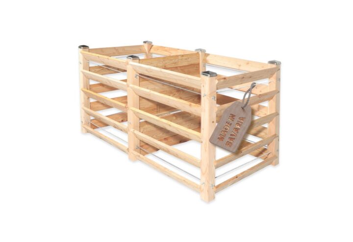 Moderner Komposter Duo ca. 80x153 cm Höhe 80 cm aus Lärchenholz Massivholz Steckkomposter Kompostsilo Holz Stecksystem