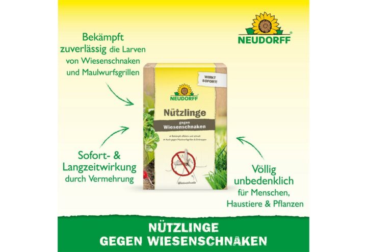 Neudorff Nützlinge gegen Wiesenschnaken – 10 Mio. SC-Nematoden zur natürlichen und schnellen Bekämpfung von Wiesenschnaken, Maulwurfsgrillen und Erdraupen – für 20 m²