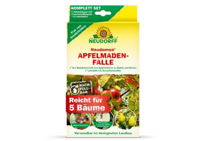 Neudorff Neudomon ApfelmadenFalle – Nachfüllbare Falle mit Speziallockstoff gegen Apfelwickler schützt Äpfel und Birnen vor Madenbefall, 1 Set