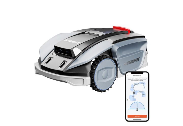 Sunseeker S5 Mähroboter ohne Begrenzungskabel AWD Allradantrieb, 60% Steigungsfähigkeit, 1600㎡ Rasenabdeckung, RTK + Vision, Intelligenter Rasenmäher für Große Gärten