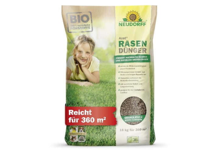 Neudorff Azet RasenDünger für 201 m² mit 6 Monaten Langzeitwirkung - Optimal für Sommer und Frühjahr - Für eine dichte, grüne und strapazierfähige Rasenfläche, 10,05 kg