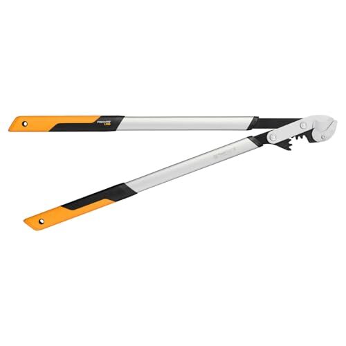 Fiskars PowerGearX Amboss-Getriebeastschere für trockenes und hartes Holz | Antihaftbeschichtet, Gehärteter Präzisionsstahl, Länge: 80 cm, Schwarz/Orange, LX99-L, 1020189