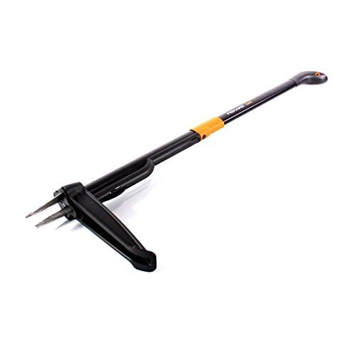 Fiskars Unkrautstecher, Länge: 1 m, Rostfreie Stahl-Arme/Kunststoff-Griff, Schwarz/Orange, Xact, 1020126