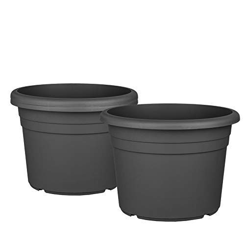 BigDean 3X Blumentopf Ø 40 cm Anthrazit Kunststoff Pflanztopf 40 x 28 cm