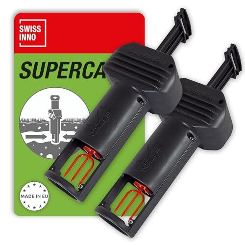 SWISSINNO Wühlmausfalle PRO SuperCat - Schlagfalle gegen Wühlmäuse & Feldmäuse - Patentierter Auslösemechanismus - Einfach einzurichten, Sicher & Wiederverwendbar – 2 Fallen