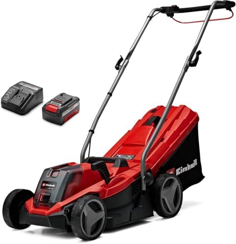 Einhell Akku-Rasenmäher GE-cm 18/33 Li Kit Power X-Change (18 V, 33 cm Schnittbreite, bis 200 m², Brushless, 30L Fangkorb, 25-65 mm Schnitthöhe, inkl. 4,0 Ah Akku + Ladegerät)