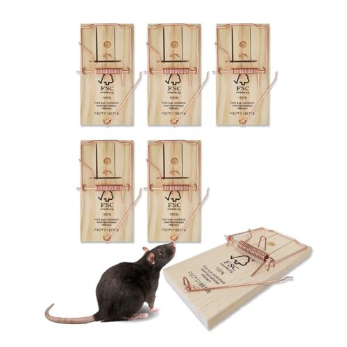 Protect Home Rattenfalle Classic, Klassische Schlagfallen aus Holz zur effektiven und giftfreien Rattenbekämpfung, Multipack 6 Stück