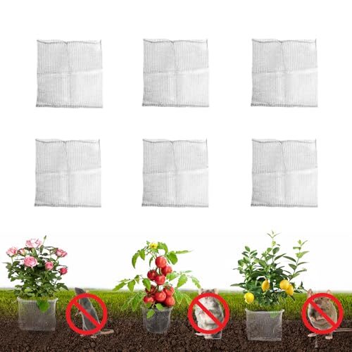 Gekufa 6 Stück Wurzelschutz aus Edelstahl für Pflanzen, 35 * 35cm Wühlmauskorb für obstbäume, Metallnetzbeutel aus Edelstahl, Wurzelschutz für Bäumen, Blumen, Gemüse