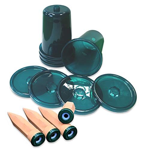 Bio Green 4er-Set Bewässerungssystem für Hochbeete Hydro Cup | konstante, gleichmäßige Wasserversorgung | verhindert Übergießen und Austrocknen | Set aus 4 Tonkegeln und 4 Becheraufsätzen | 2,5 Liter