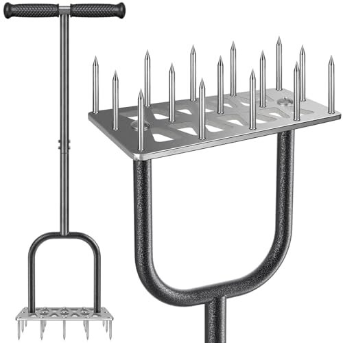 BeneLabel Rasenlüfter Aerifiziergabel Bodenpflege 15 Spikes/Silber