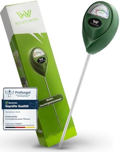 Wendowerk® Boden Feuchtigkeitsmesser für Pflanzen - [Grün/Schwarz] - Ohne Batterien - Verbessertes Feuchtigkeitsmessgerät Pflanzen [2026] – Premium Bodentester
