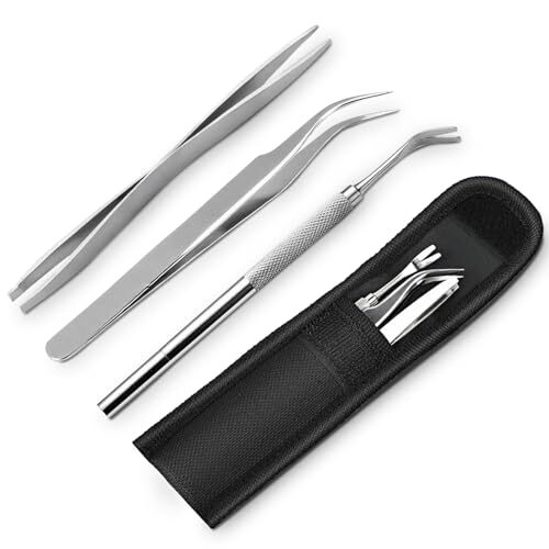 WQDD STANPET Zeckenzange Set 3-teilig – Zeckenentferner für Mensch, Hunde & Katzen, Edelstahl Zeckenpinzette + Zeckenhaken mit Aufbewahrungstasche – Präzise Zeckenzange Mensch & Tier