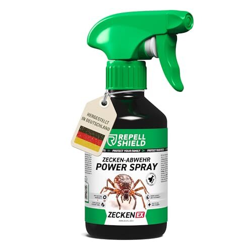 RepellShield® Natürlicher Zeckenschutz - 250ml - Effektives Geraniol Anti Zecken Spray Keine Flecken & Rückstände, Zeckenspray Anti Zecken Mensch, Mittel gegen Zecken im Garten