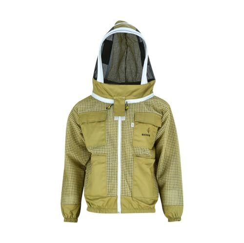 Imkerjacke Premium mit Atmungsnetz + Fechtschleier für Bienen Wespen Insekten Imkerei Stichschutz Insektenschutz S M L XL XXL XXXL, L · braun