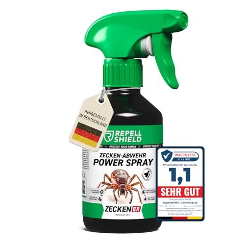 RepellShield® Natürlicher Zeckenschutz -250ml- Effektives Geraniol Anti Zecken Spray Keine Flecken & Rückstände, Zeckenspray Anti Zecken Mensch und Garten