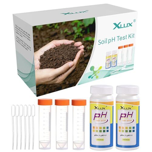 XLUX Boden-pH-Tester, Säure-Test-Messgerät, Streifen-Kit 200 Tests, für Garten, Haus, Rasen, Bauernhof, Gemüse, Hof, Kompost, Outdoor- und Zimmerpflanzen, 4,5-9,0 Reichweite