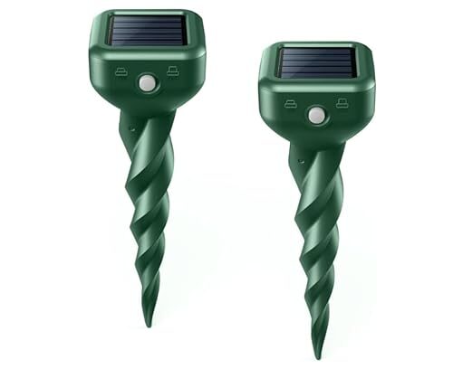 Solar Maulwurf Vertreiber & Maulwurfvertreiber [2er Pack] - Wasserdicht IP65, 3-Fach Vibration, Solarbetrieben Wühlmaus Vertreiber für Garten, Rasen, Hof, Bauernhof