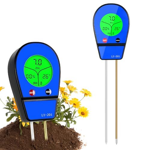 HEEGFF Bodentester Digitales, 3 in 1 Bodenmessgerät PH-Messer Feuchtigkeit Fruchtbarkei Feuchtigkeitsmessgerät Dual-Probe-System mit LCD-Display für Pflanzen Gartenarbeit Rasen Garten Landwirtschaft