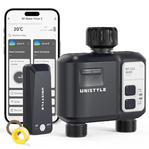 Bewässerungscomputer WLAN 2 Ausgänge: Einfache Gartenbewässerung mit App & Sprache, 5 individuelle Bewässerungspläne, Smart Water Control für Rasensprenger & automatisches Garten Bewässerungssystem