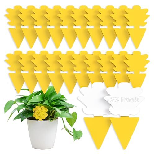 Trauermücken Bekämpfen, Gelbsticker Trauermücken, Klebriger Fänger zur Schädlingsbekämpfung in Zimmerpflanzen, 26 Stück Gelbtafeln GegenTrauermücken, Ungiftig und Umweltfreundlich