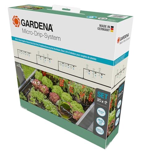 Gardena Micro-Drip-System Tropfbewässerung Set Hochbeet/Beet (35 Pflanzen): Starter-Set sofort einsatzbereit, wassersparendes Bewässerungssystem, einfache & flexible Verbindungstechnik (13455-20)