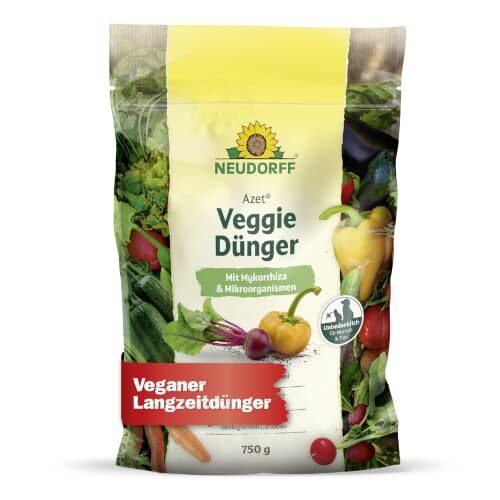 Neudorff Azet VeggieDünger – 100% pflanzlicher Universaldünger mit natürlicher Sofort- und Langzeitwirkung für kräftige Pflanzen im Haus und Garten, 750 g