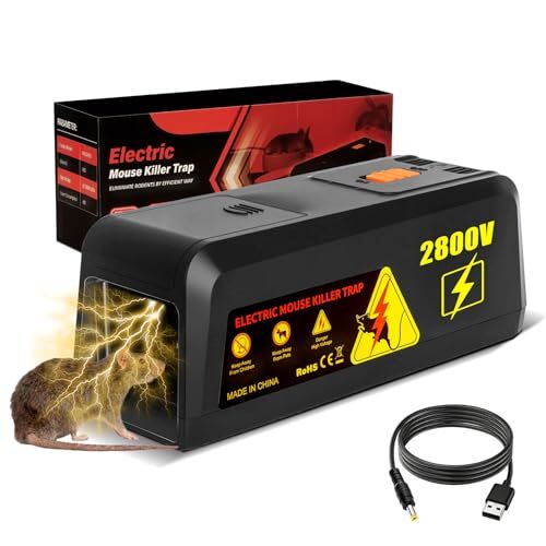 ADOGO Elektrische Rattenfallen 2800V Upgrade, Hochspannungs Elektrische Mausefalle, Rattenfallen Schlagfallen Für Ausgewachsene Ratten, Mausefalle Rattenfalle Elektrisch