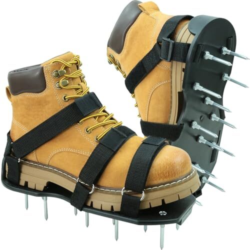 HSLighting Rasenlüfter Schuhe, Nagelschuhe Vertikutierer Ausgleichsmasse mit Doppelter Strap-On-RIST Aerifizierer für Rasen mit Vormontiert, Rasenbelüfter Handvertikutierer für Garten Rasen