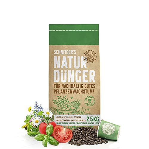 Naturdünger - Universal Pflanzendünger in Bio-Qualität - Langzeitdünger für nachhaltig gutes Pflanzenwachstum - mit Dosierhilfe - einfach & unbedenklich düngen - Dünger von SCHNITGER’s - 2,5kg