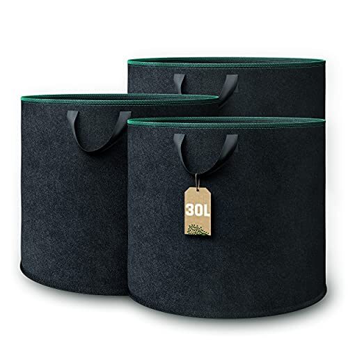 GardenGloss Pflanzsack (3 Stück) - Pflanztasche aus Vliesstoff - 30L | Für Kartoffeln & Tomaten - Für Innen & Außen - Aus Vliesstoff - Wiederverwendbar