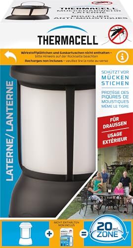 Thermacell Mückenabwehr Laterne ohne Wirkstoffplättchen, innovatives Mückenschutz Standgerät in modernem Design, für Garten, Terrasse und Camping mit Umgebungsbeleuchtung