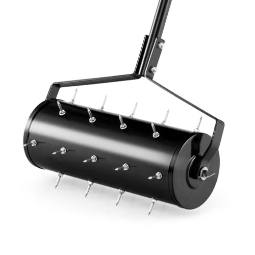 SOARS Rasenlüfter Walze, Rasenbelüfter mit 3,5cm Nägeln & Stiel, Handvertikutierer befüllbar, Gartenwalze, Handwalze aus hochwertigem Metall, ideal für die Rasenpflege (s44cm Breite, 27 Nägel)