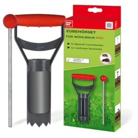 SWISSINNO Zubehör-Set für Wühlmaus-Falle: 25cm rostfreier Suchstab, 6cm Spezial-Lochstecher mit Kunststoffgehäuse, Europäisches Design, einfach zu bedienen - 1 Zubehörset