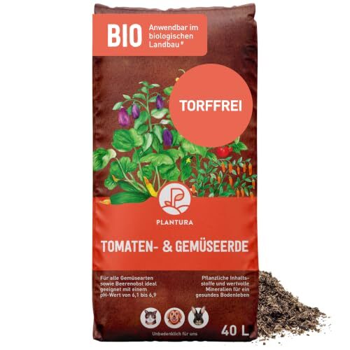 Plantura Bio-Tomaten- & Gemüseerde, 40 L | Torffrei, vorgedüngt, ideal für Gemüse wie Tomaten, Gurken & Co., anwendbar im biologischen Landbau