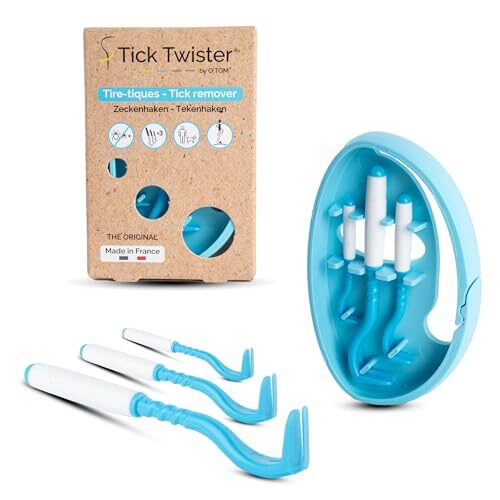 Tick Twister 3 Zeckenhaken für Hunde, Katzen und Menschen – Zeckenzange 3er Set mit Aufbewahrungsbox Sicheres Entfernen ohne Schmerzen – Ideal für Outdoor-Aktivitäten (Blau, 1er-Set)
