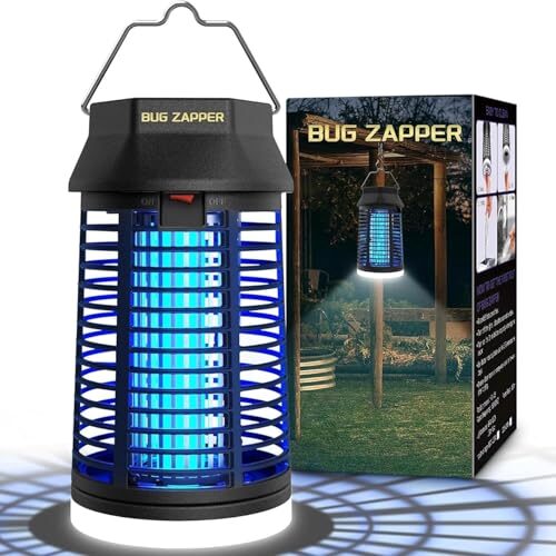 Loowoko Insektenvernichter Elektrisch, 4200V Mückenlampe Mit LED-Licht, Wasserdicht Fliegenfalle Elektrisch Mosquito Killer, Anti Mücken Lampe für Innen Outdoor Schlafzimmer Haus Patio Hinterhof