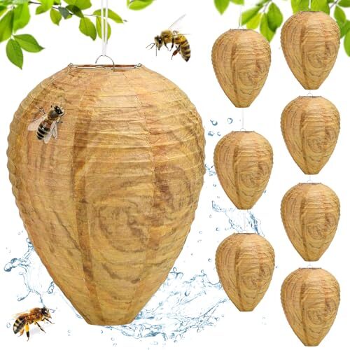 Wespennest Attrappe, 8 Stück Hornissennest Attrappe, Künstliches Wespennest, Wespennest Attrappe Wetterfest, Aufhängen Falsches Wespennest, Für Vertreibe Wespen vor Haus und Garten