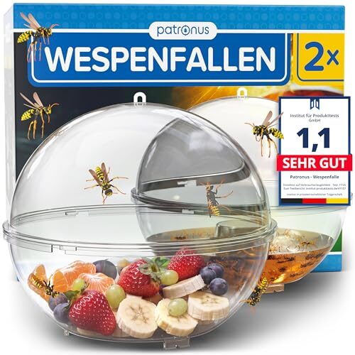 Patronus 2X Wespenfalle für draußen [15 cm groß] zum effektiven Schutz vor Wespen - Umweltfreundlich Wespen vertreiben ohne Gift, Wirksames Mittel gegen Wespen, Lebendfalle zur Wespenabwehr Outdoor