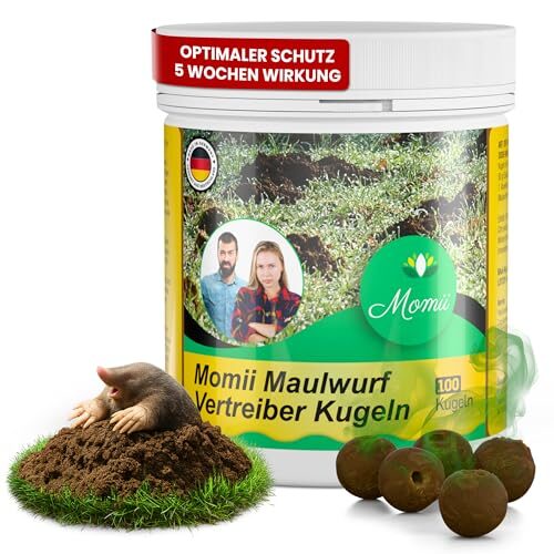 Momii Maulwurf Vertreiber-Kugeln mit Sofort- und Langzeitwirkung effektives Mittel gegen Maulwürfe 1 (1er Pack .-)