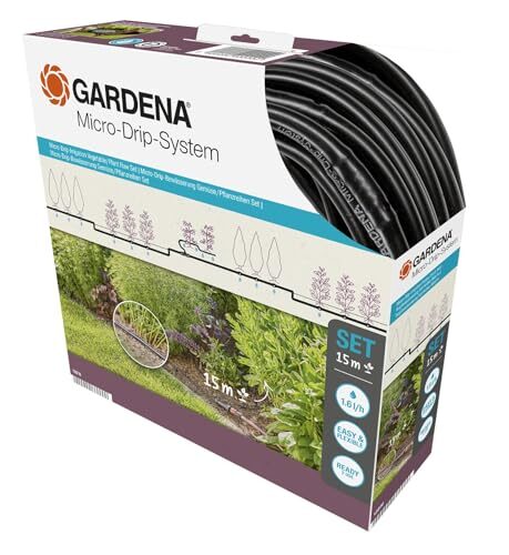Gardena Start Set Pflanzreihen S: Micro-Drip-Gartenbewässerungssystem zur schonenden, wassersparenden Bewässerung von Reihenpflanzungen (13010-20)